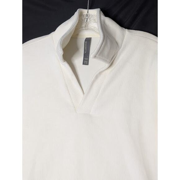 MONDETTA Women's Long Sleeve Corduroy Fleece Pullover Sweater Cream Large - Picture 3 of 7